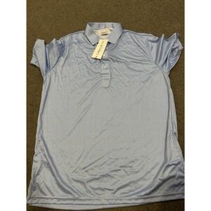 NWT Collars and Co Dress Collar Mens Polo Large Relaxed Blue White Short Sleeve